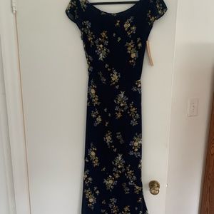Reformation Floral Midi Dress - Black and Yellow